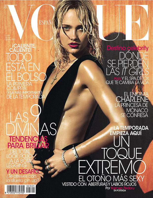 Karmen Pedaru Goes Blonde for Vogue Spain August 2013 Cover karmen vogue spain cover Karmen Pedaru Goes Blonde for Vogue Spain August 2013 Cover