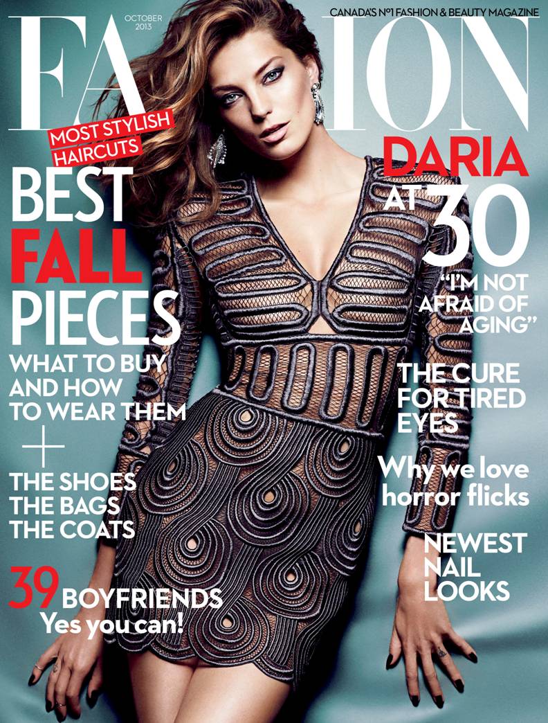 daria werbowy fashion cover1 Daria Werbowy Shines on Fashion Canadas October 2013 Cover