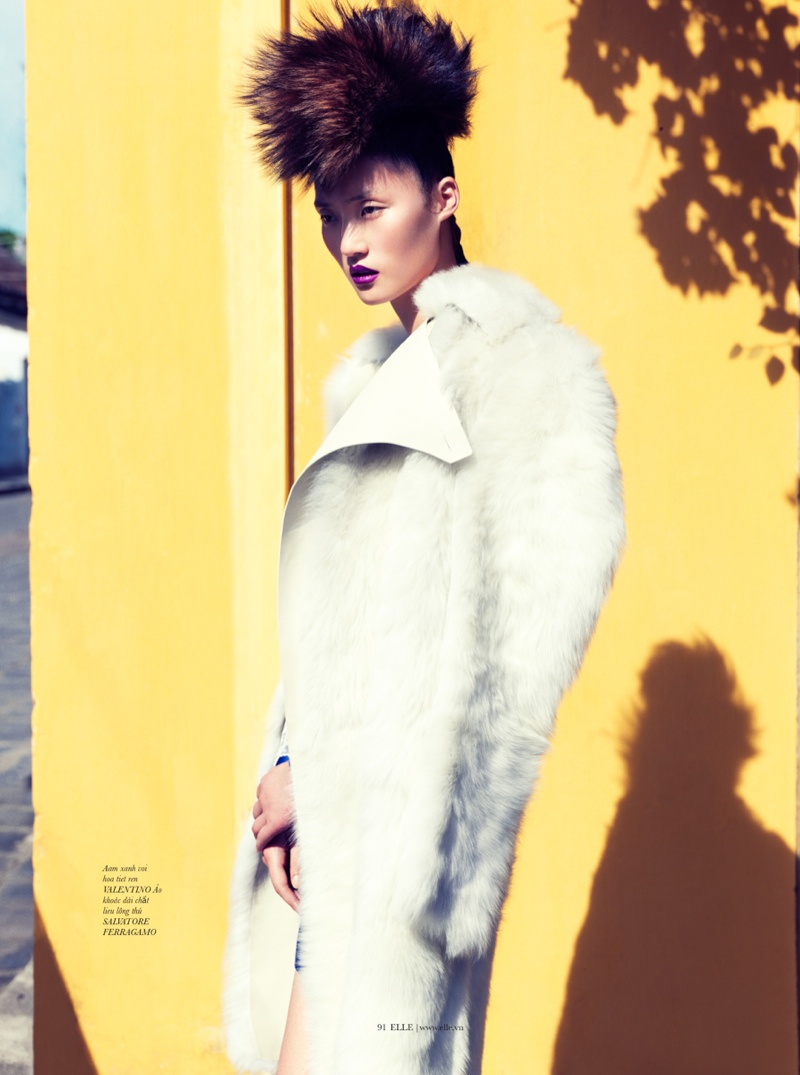 lina zhang elle1 Lina Zhang Wears Luxe Style for Elle Vietnam Shoot by Stockton Johnson