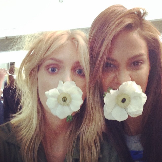 Anja Rubik & Joan Smalls behind the scenes on shoot