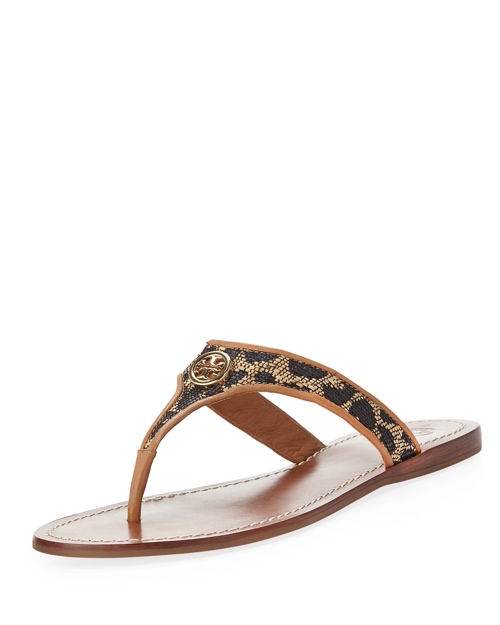 ... sandal. Tory Burch Cameron Leopard Straw Thong Sandal available at