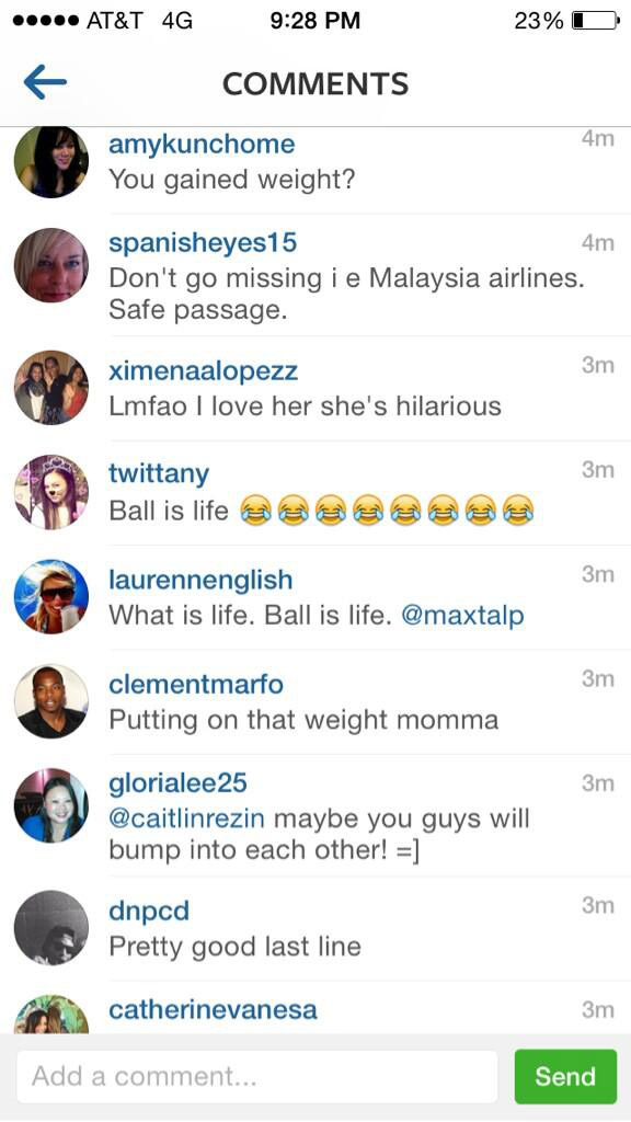 Screen cap of negative comments. Via Chrissy's Twitter