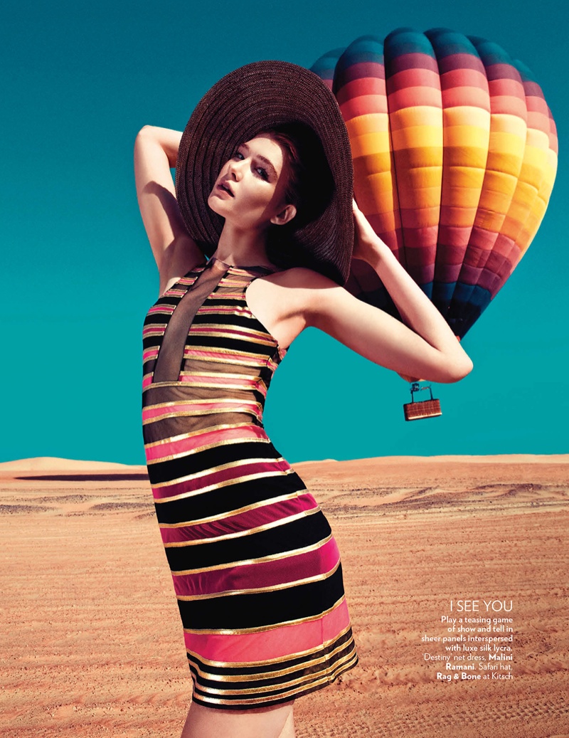 hot air balloon fashion shoot2 Up, Up & Away: Sarah Pauley Enchants for Vogue India Shoot by Mazen Abusrour 