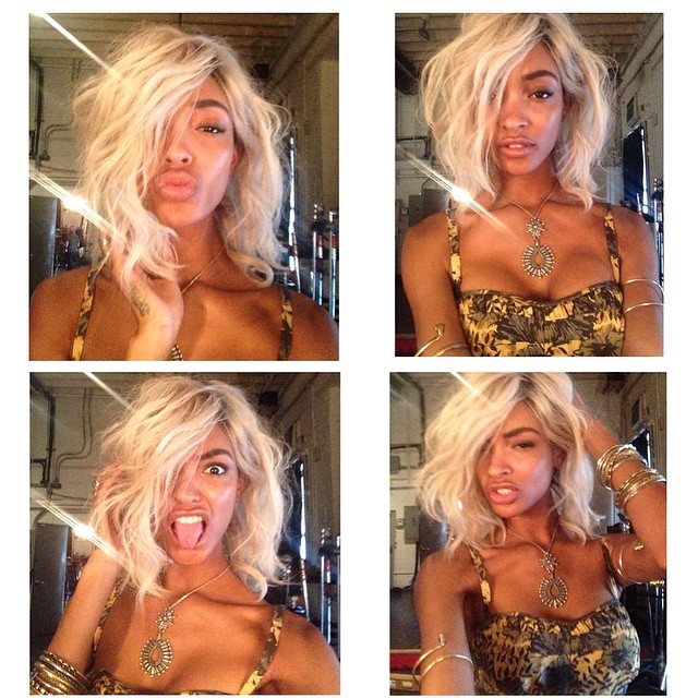 Jourdan Dunn wears blonde wig for Free People shoot