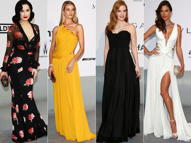 amfar cinema style roundup 2014 amfAR Gala at Cannes: Jessica Chastain, Alessandra Ambrosio, Dita Von Teese & More
