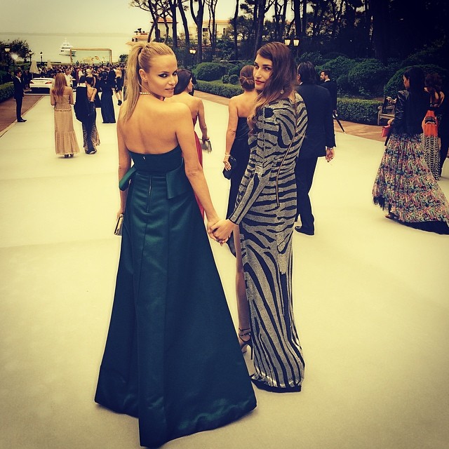 Natasha Poly and Eugenia Volodina at the amfAR Gala