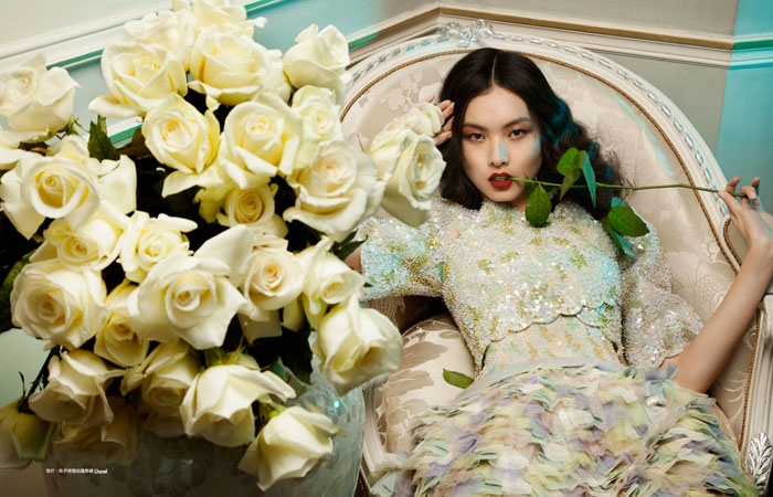 floral couture shoot3 Ling Yue in Floral Couture for Elle Hong Kong by Michèle Bloch Stuckens