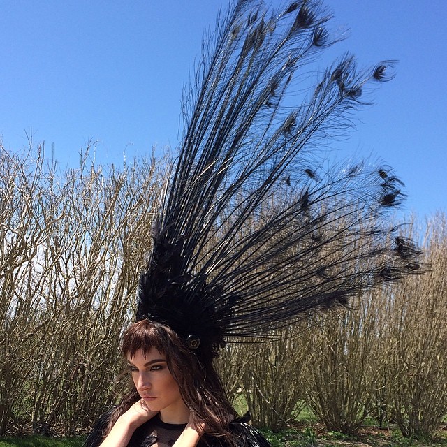 Jacquelyn Jablonski wears Louis Vuitton headpiece in The Hamptons
