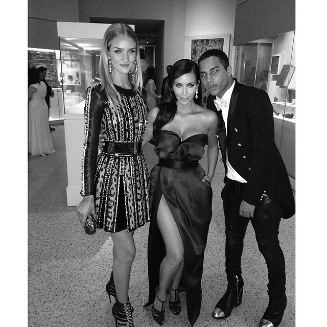 Rosie Huntington-Whiteley, Kim Kardashian and Balmain's creative director Olivier Rousteing