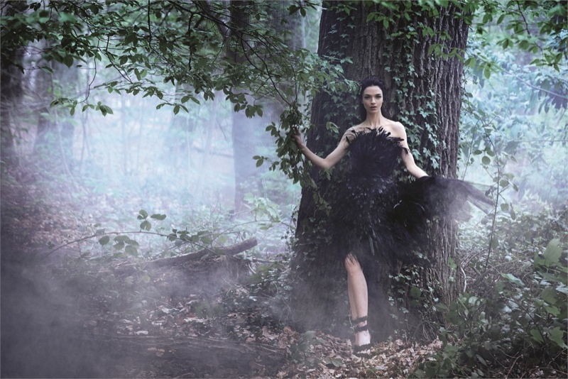 alberta ferretti fall 2014 campaign 1 Mariacarla Boscono Enters the Enchanted Forest for Alberta Ferrettis Fall 2014 Campaign