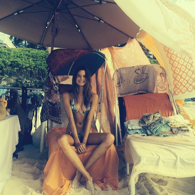 Behati Prinsloo on set for Victoria's Secret shoot