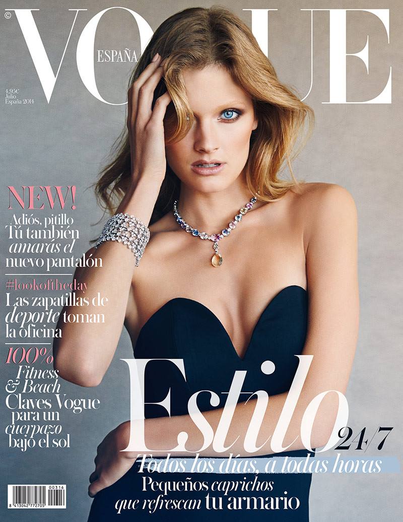 constance jablonski vogue spain cover 2014 Constance Jablonski Shines in Gems for Vogue Spain July 2014 Cover