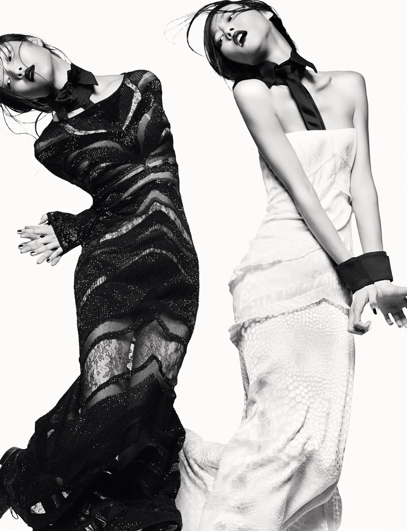 Homage to Robert Longo: Sung Hee Kim & JiHye Park Pose for Greg Kadel in Numero robert longo greg kadel photos1 Homage to Robert Longo: Sung Hee Kim & JiHye Park Pose for Greg Kadel in Numero