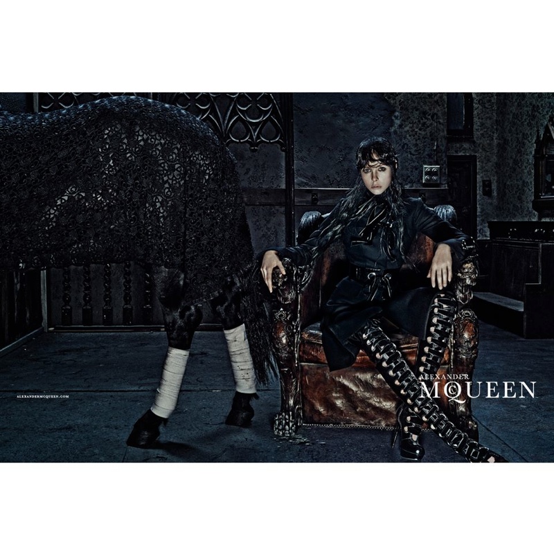 alexander mcqueen 2014 fall winter campaign1 Edie Campbell Gets Equestrian for Alexander McQueens Fall 2014 Campaign
