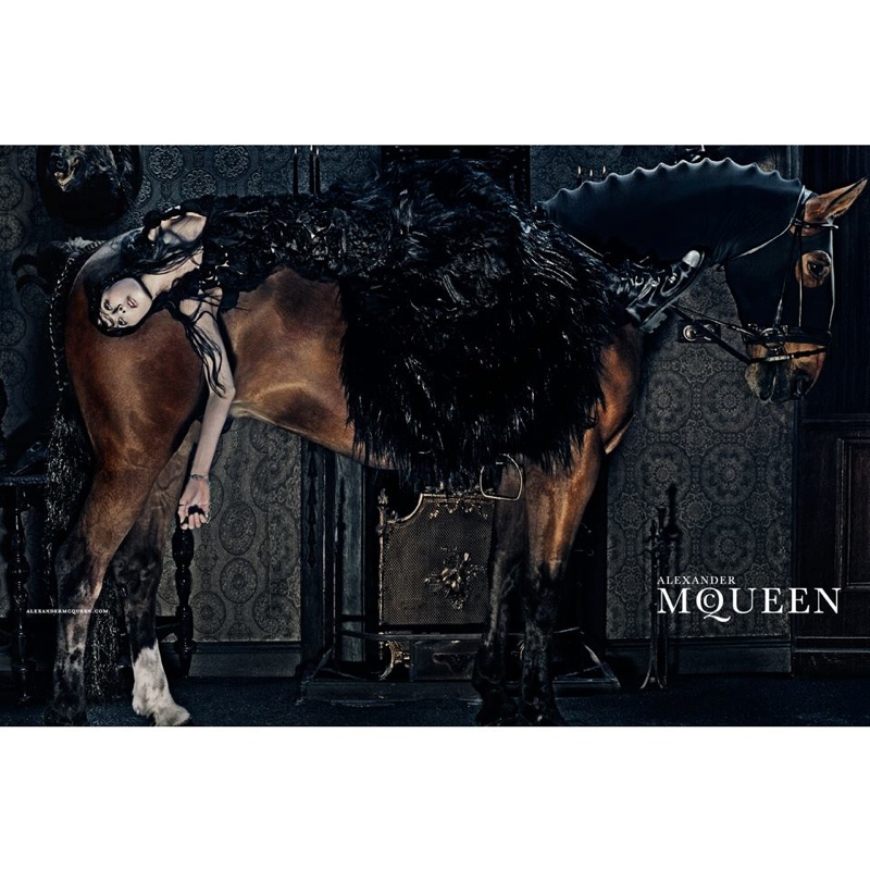 alexander mcqueen 2014 fall winter campaign2 Edie Campbell Gets Equestrian for Alexander McQueens Fall 2014 Campaign
