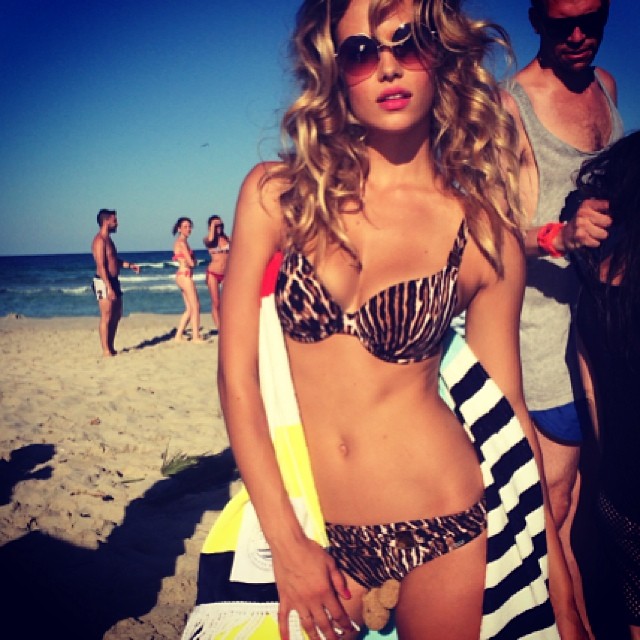 Hannah Ferguson catches some sun