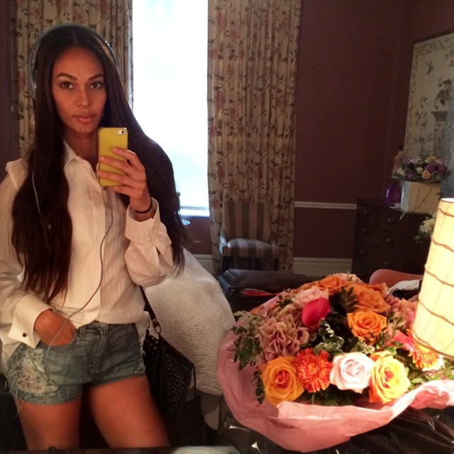 Joan Smalls shows off flowing locks