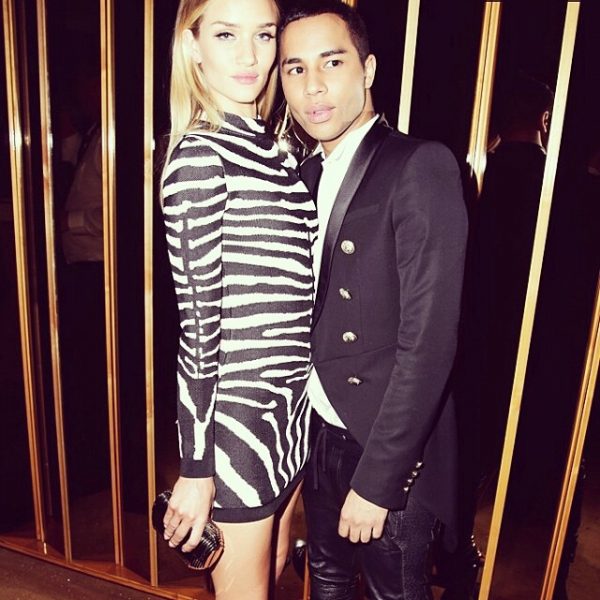 Rosie Huntington-Whiteley & Olivier Rousteing at 2014 Met Gala After Party. Photo: Designer's Instagram