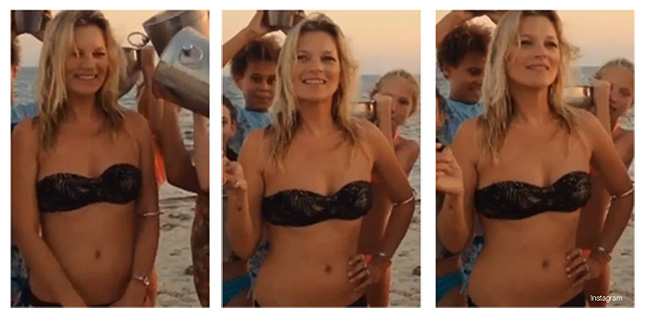 kate moss ice bucket challenge video Watch Kate Moss Do the Ice Bucket Challenge in a Black Bikini