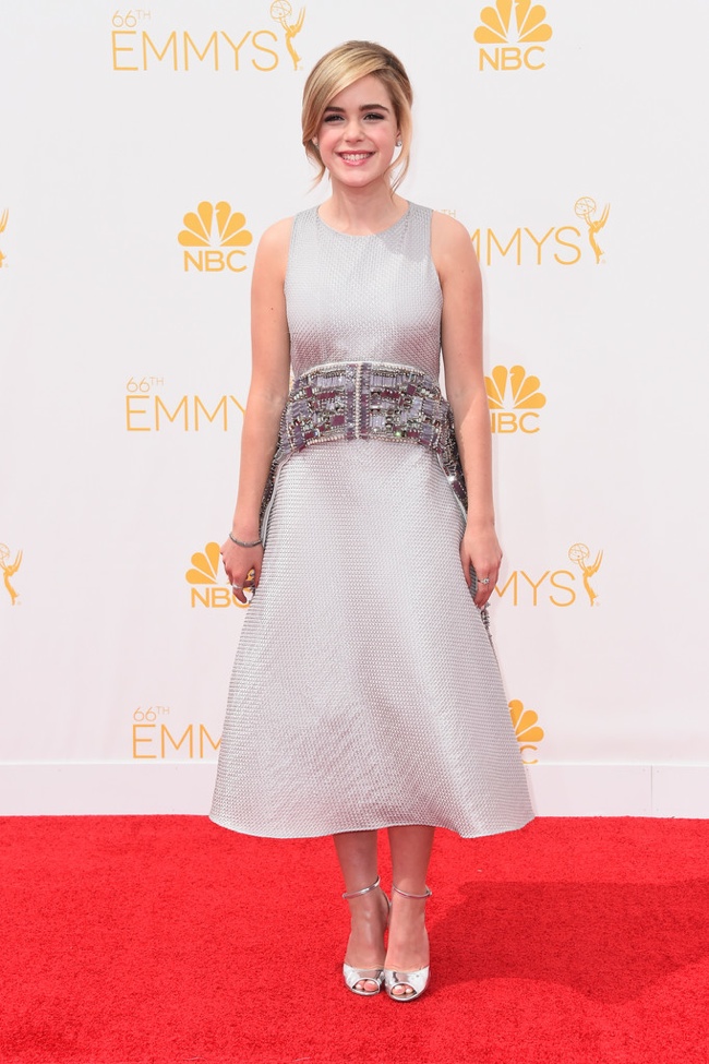 Mad Men's Kiernan Shipka wore a silver Antonio Berardi dress