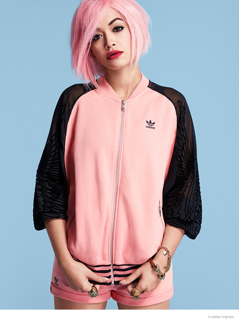 rita ora pink hair adidas01 Rita Ora Rocks Pink Hair in New adidas Originals Photos