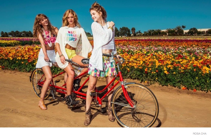 rosa cha festival style 2015 spring ad campaign08 Barbara Palvin, Erin Heatherton, Frida Gustavsson Wear Festival Style for Rosa Cha Spring 2015 Ads