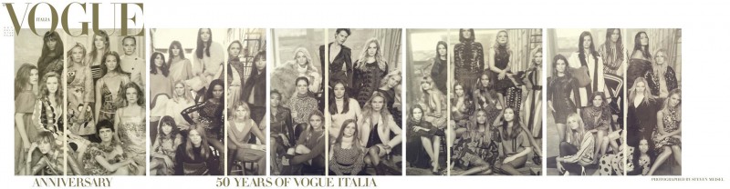 vogue italia september 2014 cover 800x208 Vogue Italia Features 50 Models on its September 2014 Cover