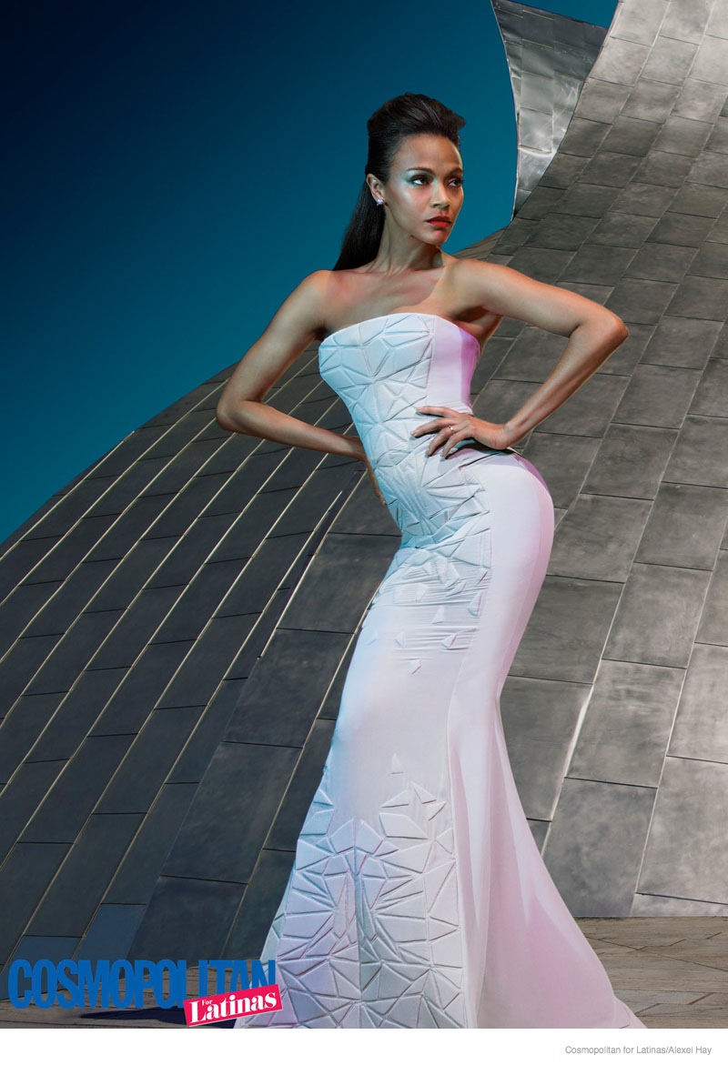 zoe saldana futuristic style1 Zoe Saldana Rocks Futuristic Style in Cosmopolitan for Latinas Cover Shoot