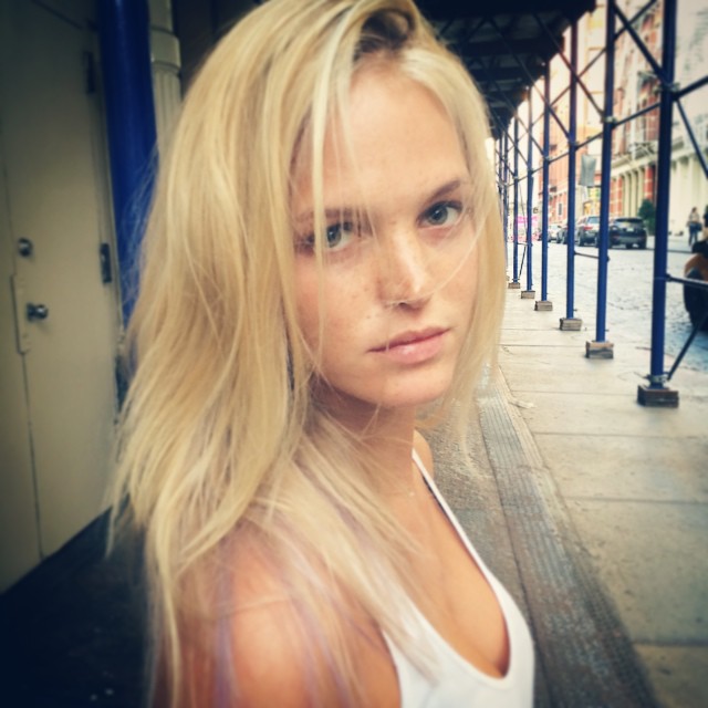 Erin Heatherton with blonde and lavender hair