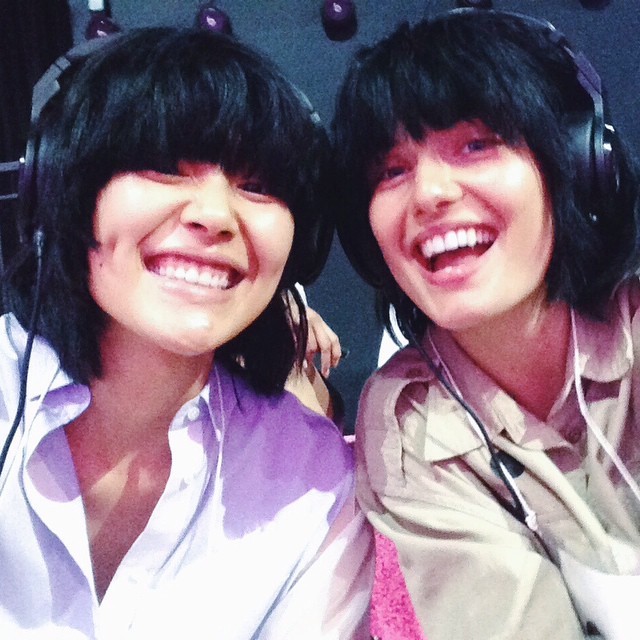 Liu Wen and Andreea Diaconu backstage at Marc Jacobs S/S 2015 Show