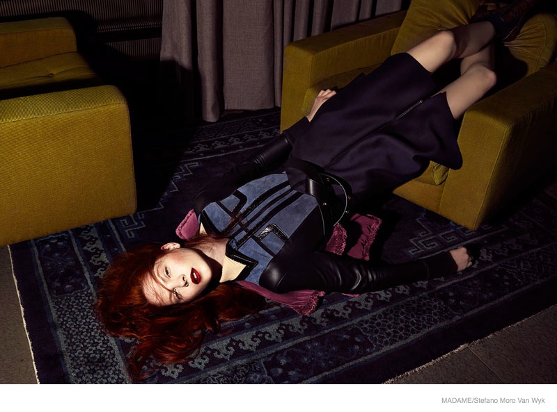 redhead fashion shoot look01 Lena Lounges in the Fall Collections for Madame by Stefano Moro Van Wyk