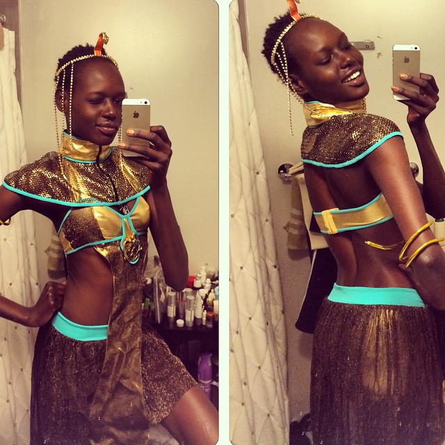Ajak Deng dressed up as a warrior