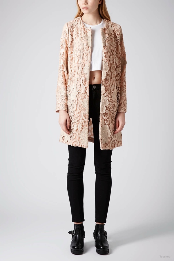 Lace Overlay Coat available at Topshop for $150.00