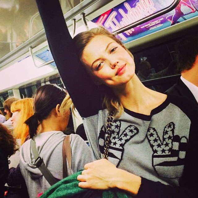 Lindsey Wixson on the subway