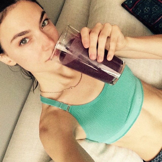 Jacquelyn Jablonski takes a drink
