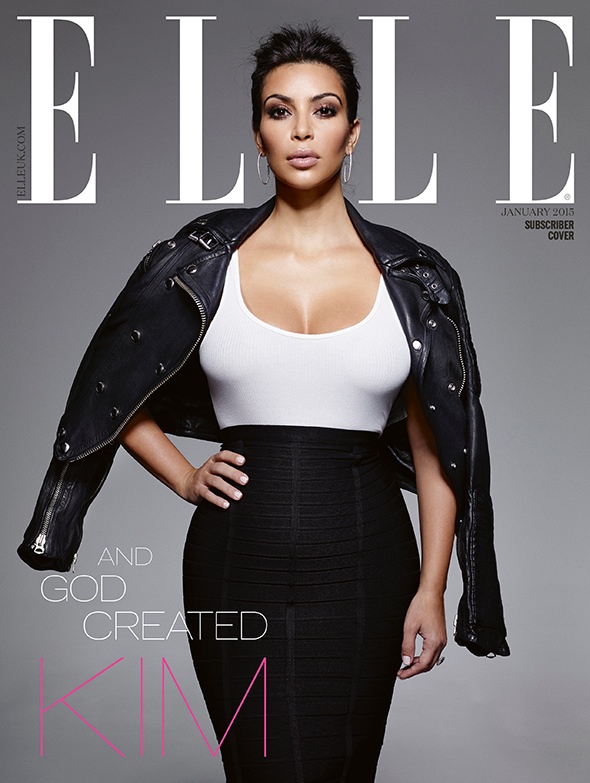 kim kardashian elle uk january 2015 cover01 Kim Kardashian Lands ELLE UK January 2015 Cover
