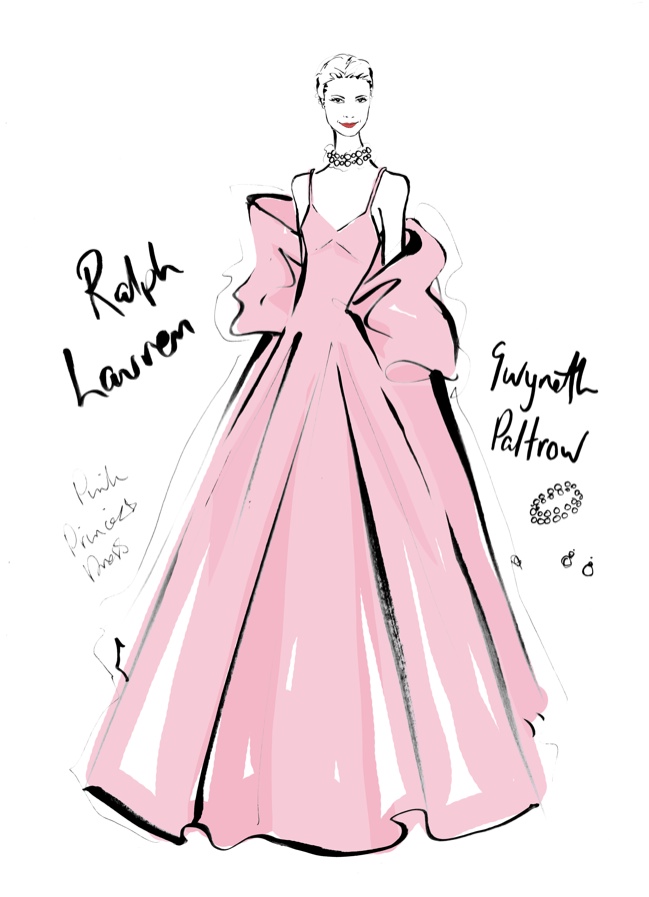 Gwyneth Paltrow Oscars Dress by Ralph Lauren. Photo: Megan Hess
