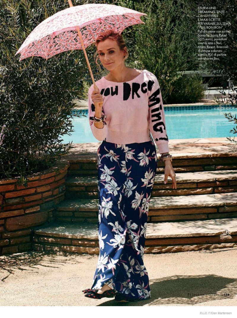 diane kruger photoshoot 2015 02 Diane Kruger Wears Sunny, Colorful Fashions for Cover Story of Elle Italia