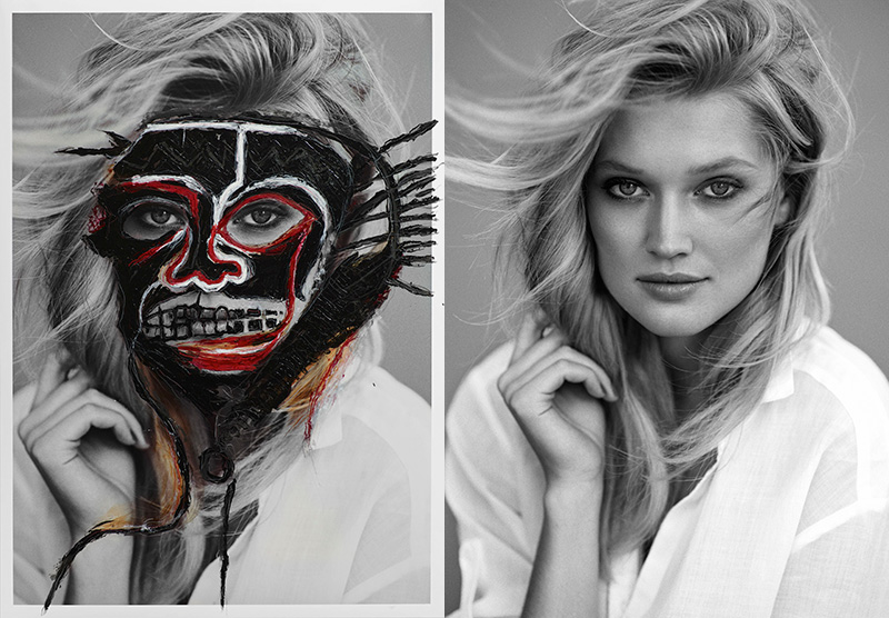 Toni Garrn by Hunter & Gatti. (L) Re-worked version (R) Original