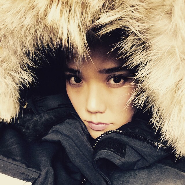 Tao Okamoto rocks a furry jacket