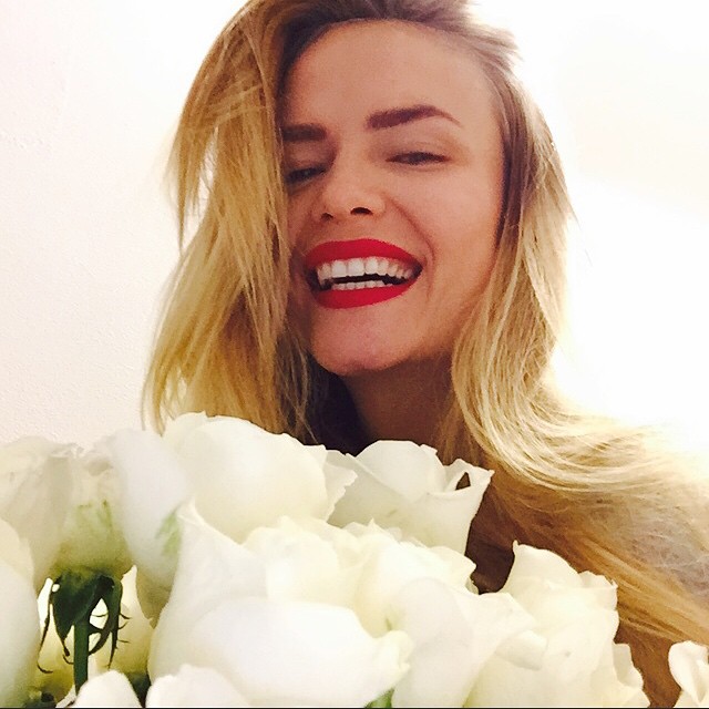 Natasha Poly gets Valentine's Day flowers