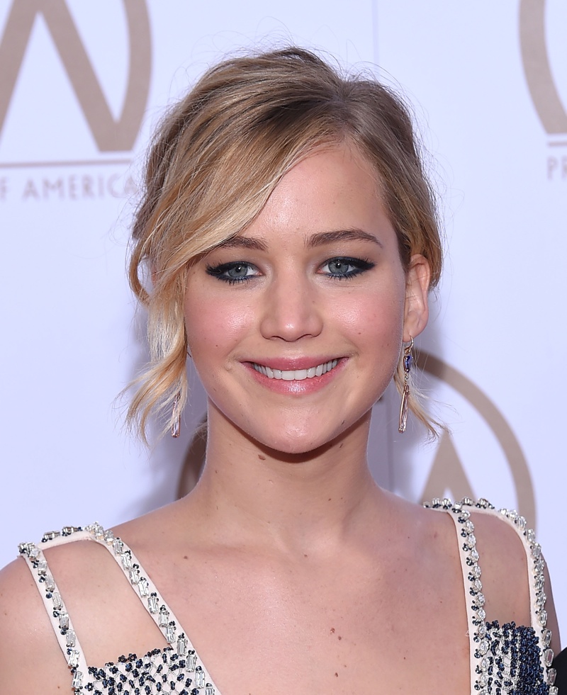 Here is Jennifer in January 2015 with a blonde wavy updo. Photo: Shutterstock.com