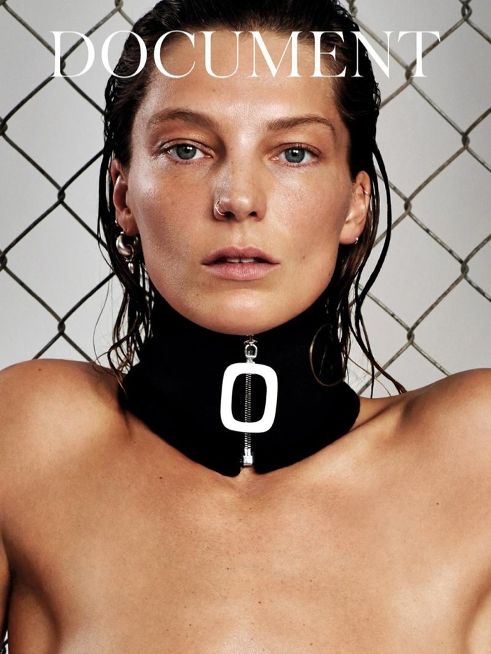 Daria Werbowy goes topless for Document Journal spring 2015 cover