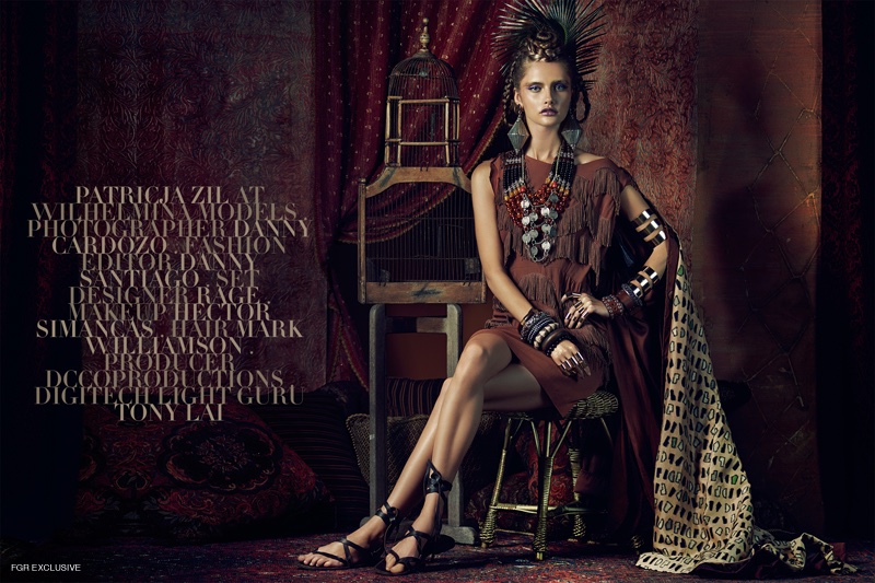Earrings & Necklaces Masha Archer, Arm Bands & Rings Erika Peña, Assorted Bangles Masha Archer & Steven Anton Rehage, Shoes Ann Demeulemeester, Dress Miu Miu, Vintage Kimono available at Fly Boutique 