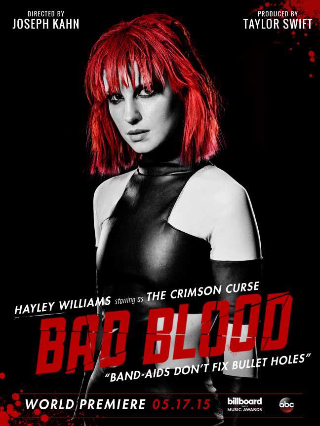 Hayley Williams on 'Bad Blood' music video poster