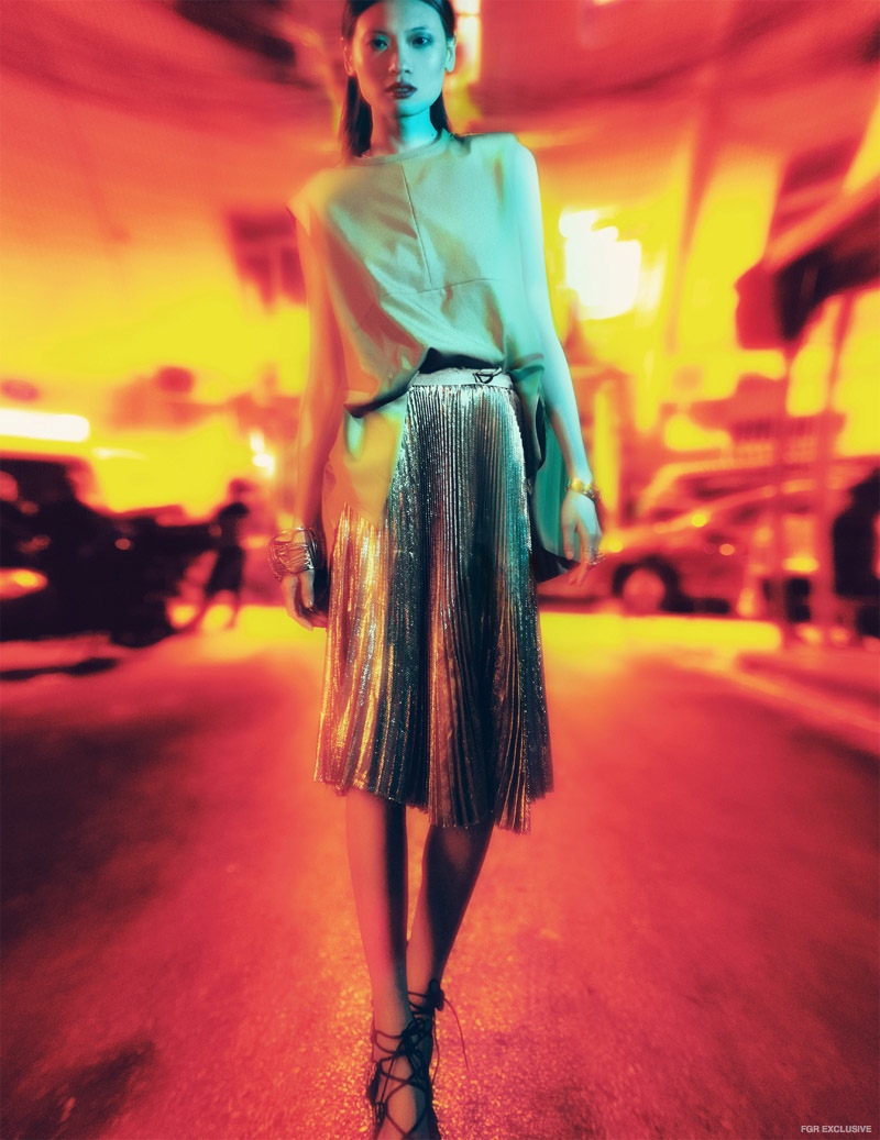 Top Celine, Skirt Tia Cibani, Bracelet stylist's own, Shoes Zara 