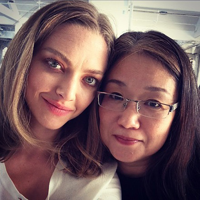 AFTER: Amanda Seyfried with a short, lob haircut. 