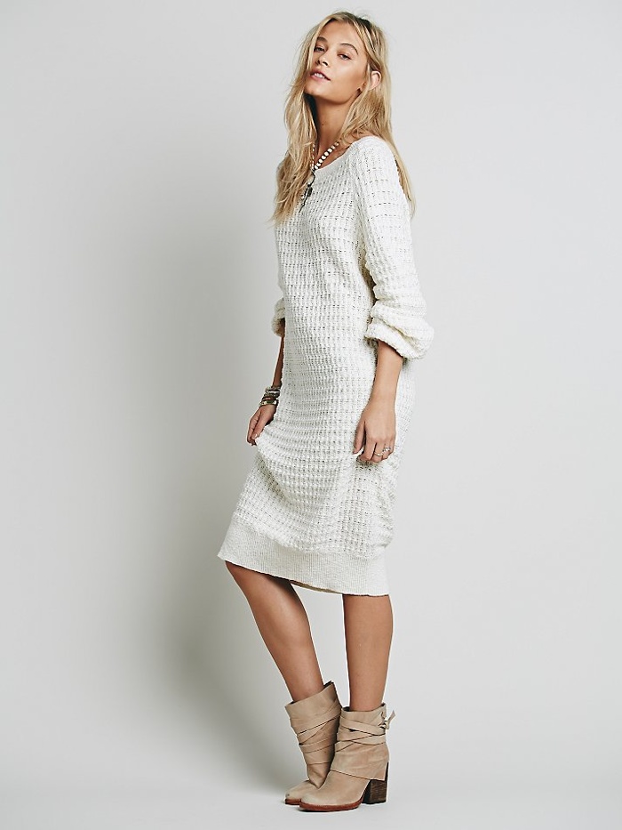 white sweater dress