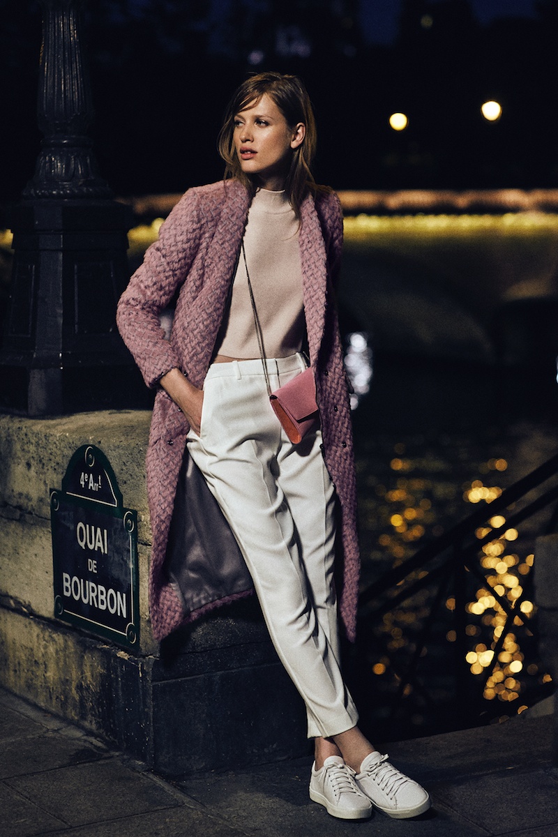 Laura dons a Rachel Comey textured coat