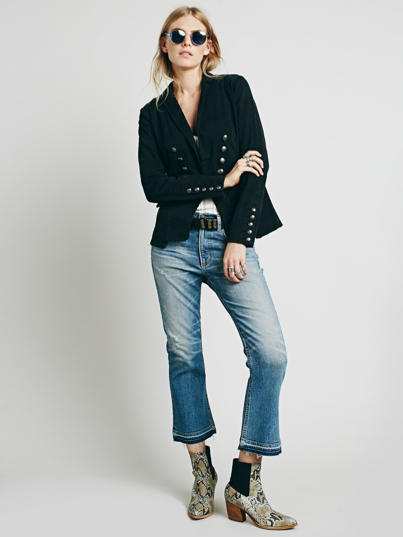 Free People Structured Washed Blazer
